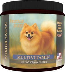 Prestige Breed Pomeranian Multivitamins Digestive Health Bacon Flavored Supplement for Dogs, 90 count