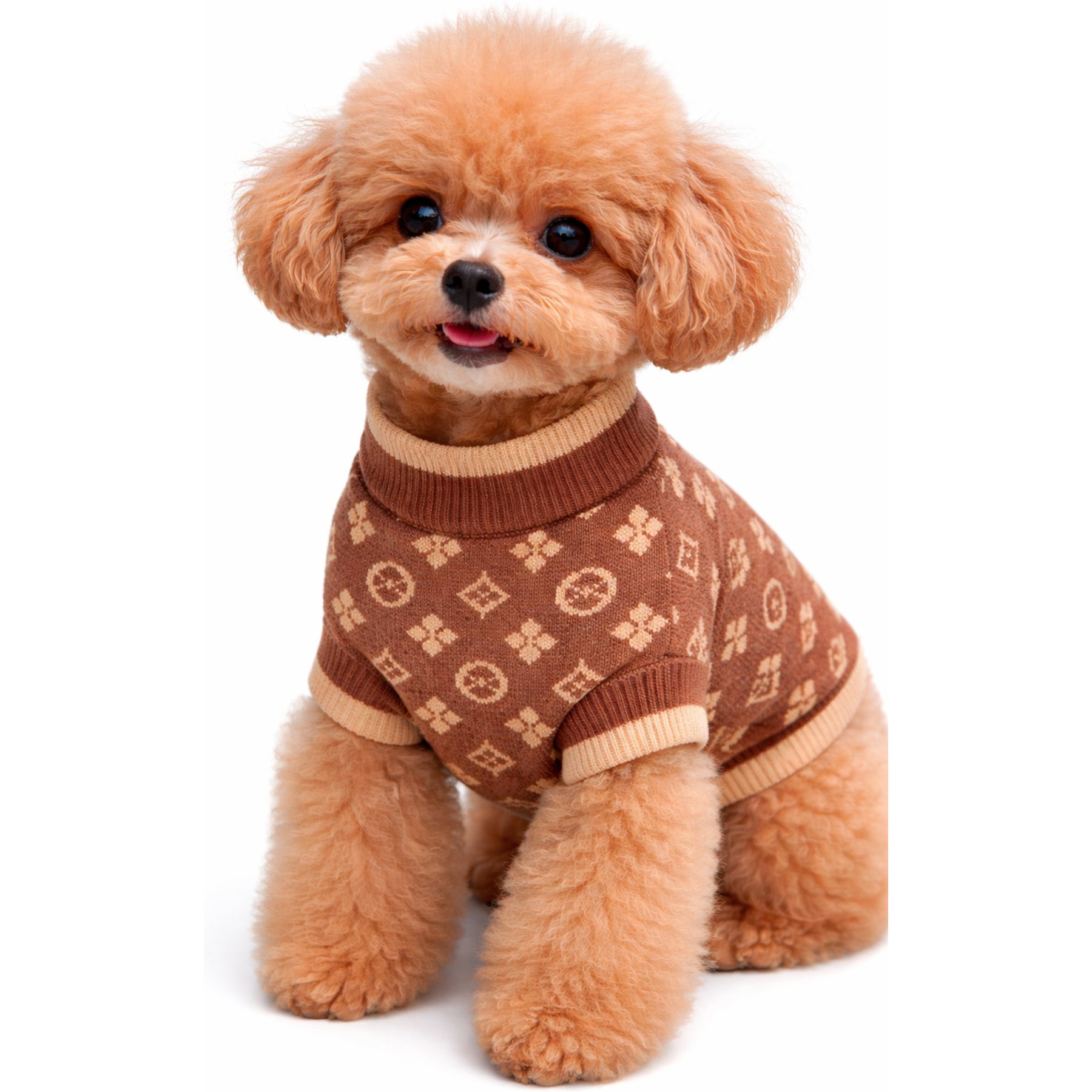 Everything Chic Luxury Soft Knit Designer Outfit Chewy Pawtton Dog Sweater, Small
