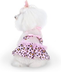 CuteBone Leopard Personalized Animal Print One Piece Dog Bikini Swimsuit Dress, Pink, Medium