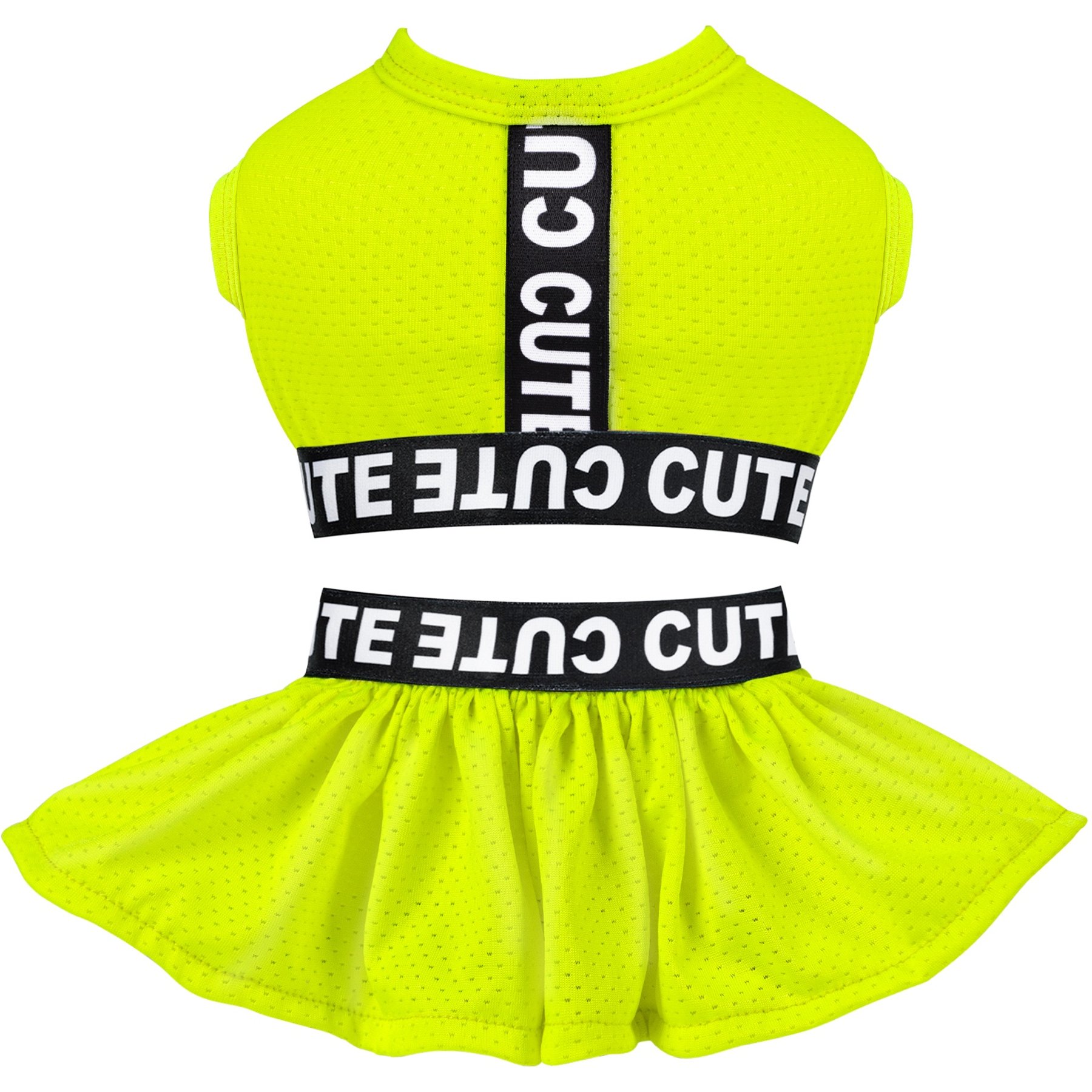 CuteBone Machine Washable Solid Two Piece Dog Sports Dress, Fluorescent Green, Large