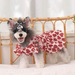 CuteBone Machine Washable Heart Ruffled Sleeves Dog Dress, Red, Small slide 2 of 8