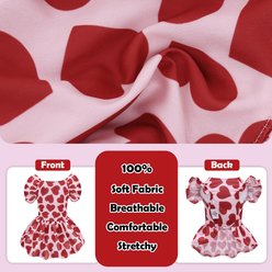 CuteBone Machine Washable Heart Ruffled Sleeves Dog Dress, Red, Medium slide 2 of 8