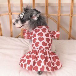 CuteBone Machine Washable Heart Ruffled Sleeves Dog Dress, Red, Large slide 2 of 8