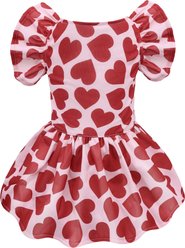 CuteBone Machine Washable Heart Ruffled Sleeves Dog Dress, Red, Medium