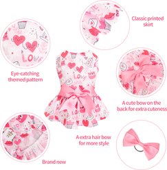CuteBone Machine Washable Heart Dog Mesh Sundress, Pink, Medium slide 2 of 7