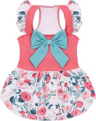 CuteBone Flower Machine Washable Floral Dog Summer Dress, Pink/Blue, Medium