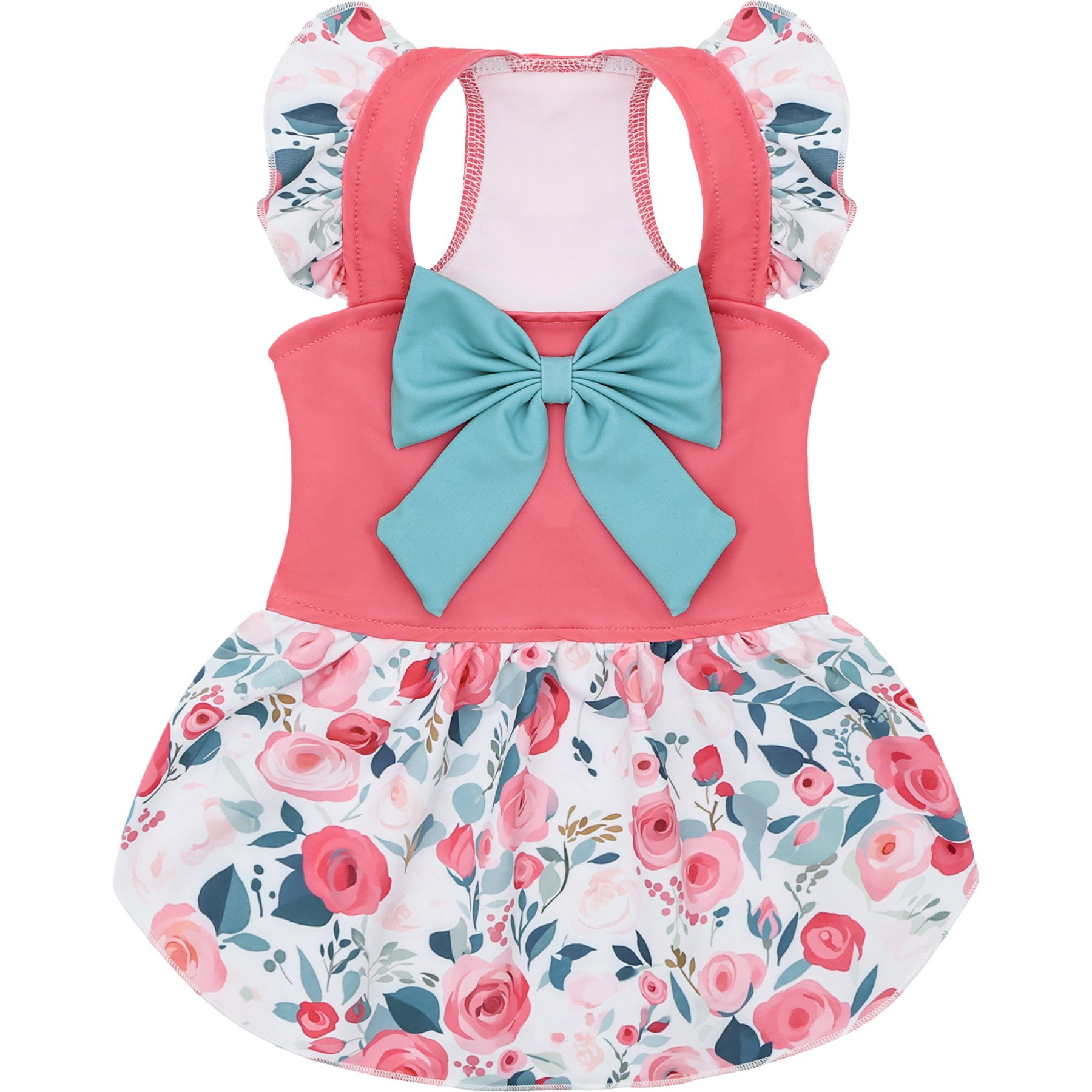 CuteBone Flower Machine Washable Floral Dog Summer Dress, Pink/Blue, Large