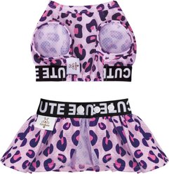CuteBone Leopard Machine Washable Animal Print Two Piece Dog Sports Dress, Purple, Medium slide 2 of 9