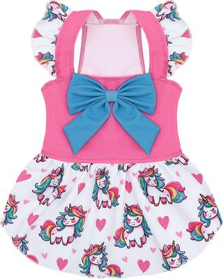 CuteBone Unicorn Machine Washable Animal Print Dog Summer Dress, Pink/Blue, Large