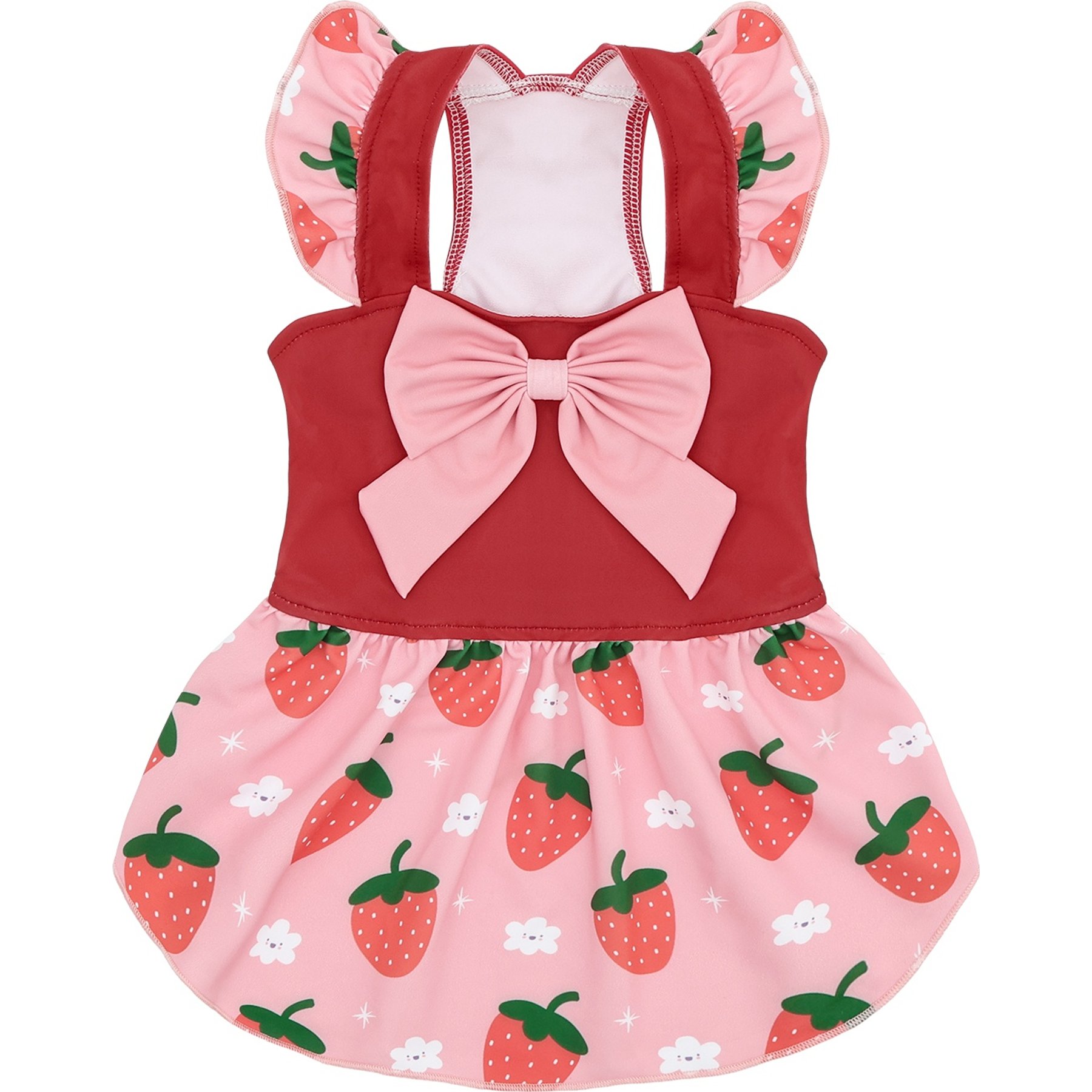 CuteBone Strawberry Machine Washable Dog Summer Dress, Pink/Red, Medium