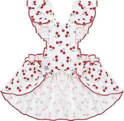 CuteBone Cherry Cotton Machine Washable Dog Dress with Leash Ring, Red/White, Medium slide 2 of 8