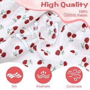 CuteBone Cherry Cotton Machine Washable Dog Dress with Leash Ring, Red/White, Small