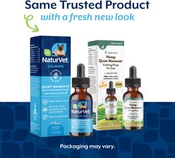 NaturVet Quiet Moments with Hemp Seed Oil Calming Bacon Flavored Supplement Drops for Cats, 1-fl oz slide 2 of 7