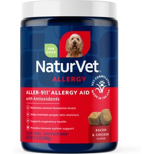 NaturVet Aller-911 Allergy Aid Bacon & Chicken Flavored Supplement for Dogs, 180 count