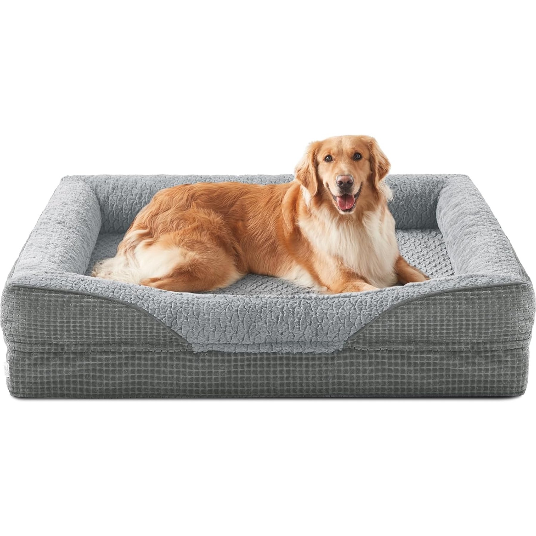 Invenho Waterproof Orthopedic Couch Dog Bed with Washable Removable Cover, Grey, 42 x 32 x 6.5-in