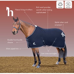 Horze Millau Wool Horse Blanket, Dark Blue, 81-in