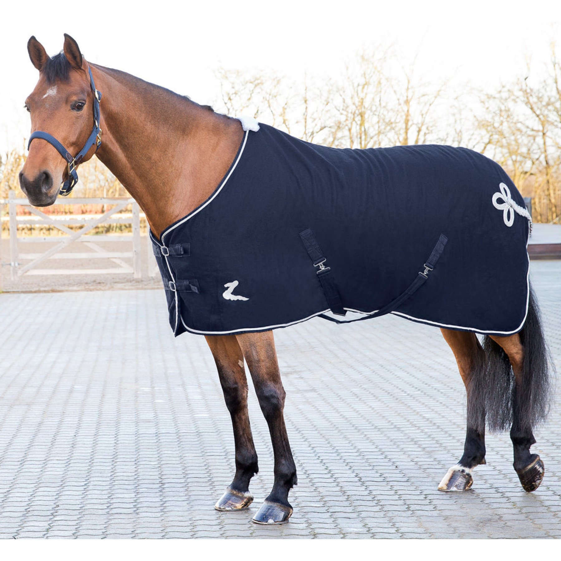 Horze Millau Wool Horse Blanket, Dark Blue, 81-in