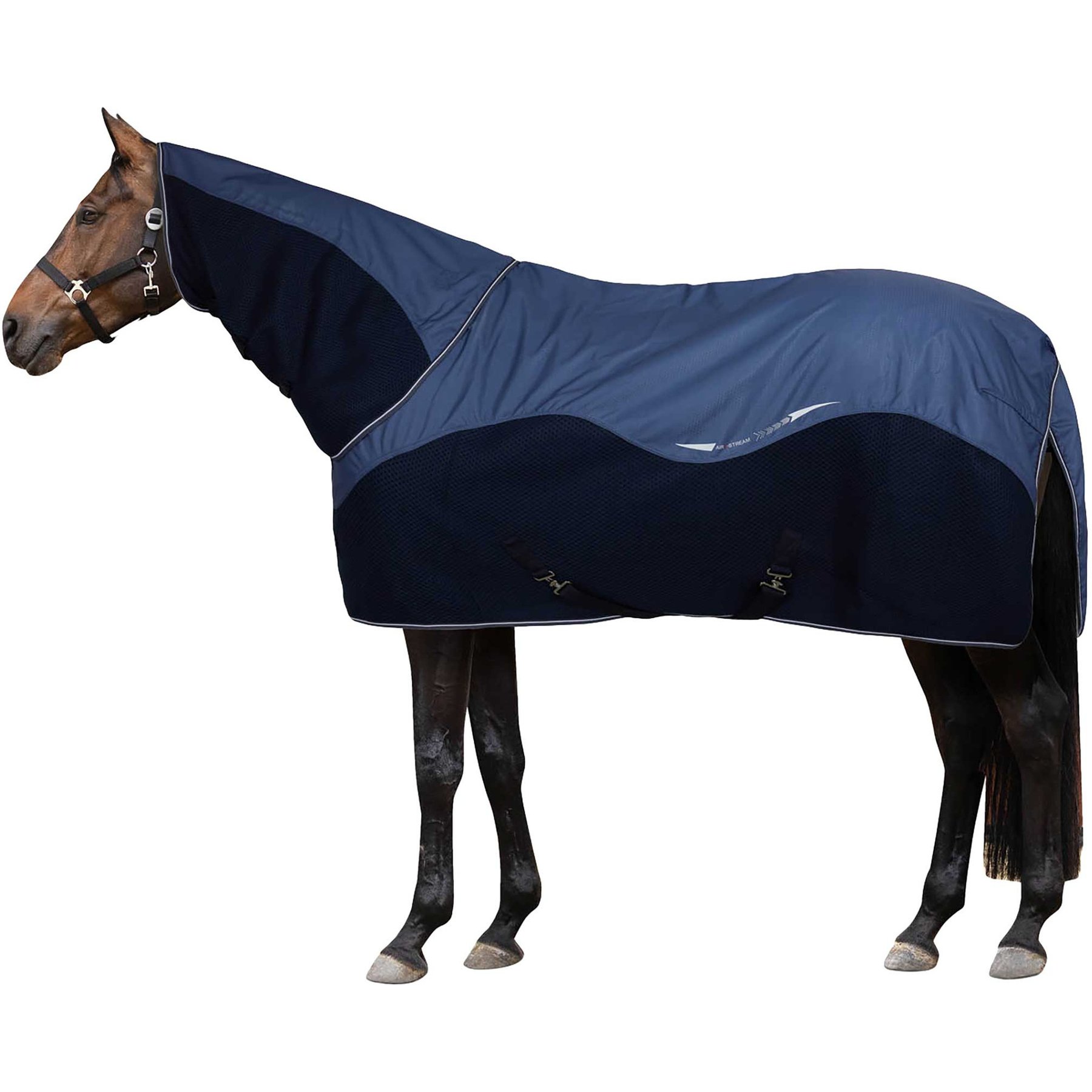 Horze Aircool 3D Mesh & Rain Protection Detachable Horse Neck Turnout, Grisaille, 69-in