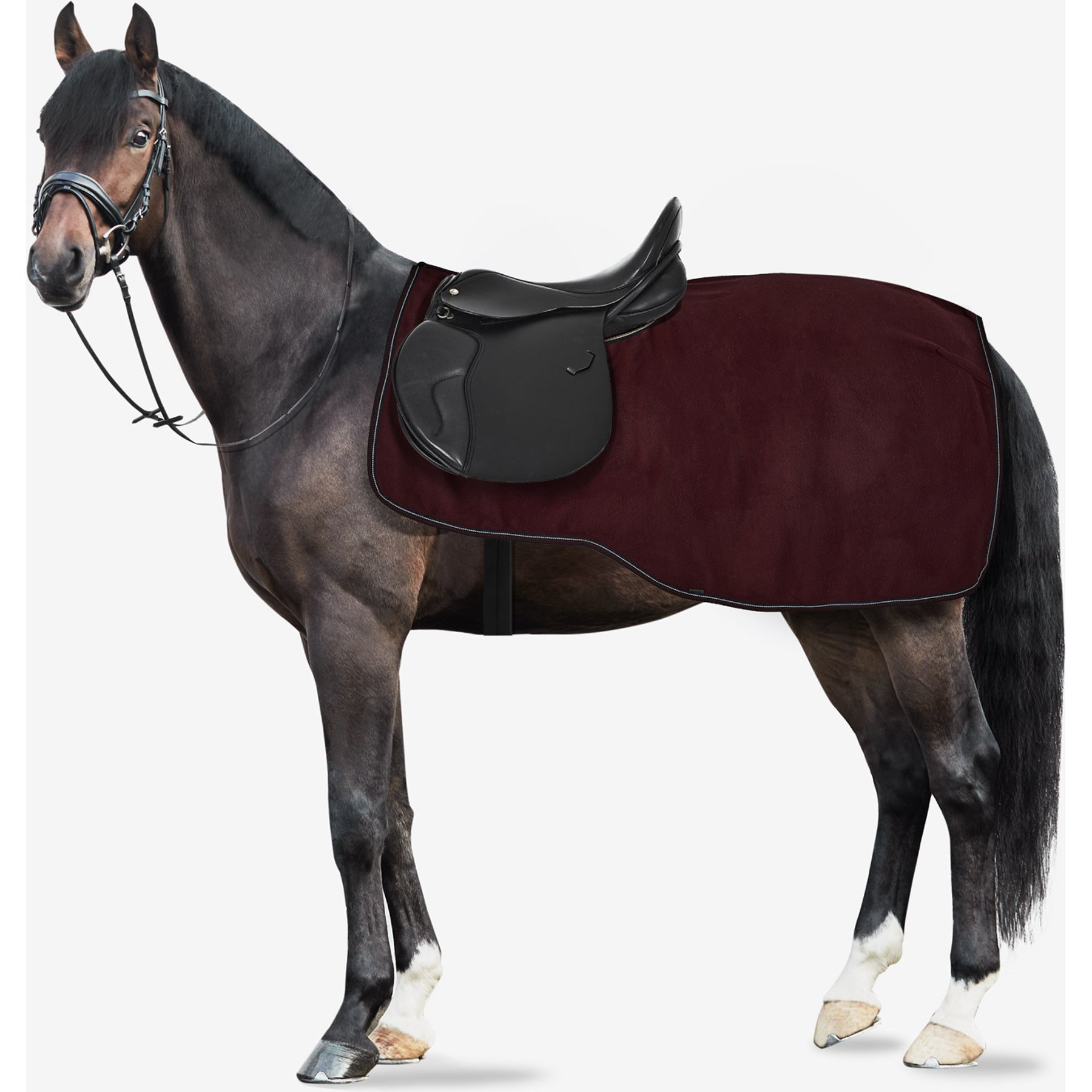 Horze Kiel Riding Horse Blanket with Fleece, Dark Red, 66-in