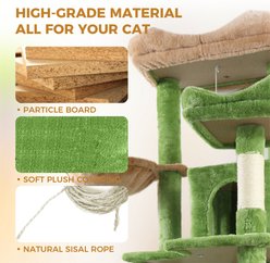 W-Jopns Indoor Multi-Level 68-in Cat Tree & Condo with Hammocks, Cave & Scratching Posts, Green slide 2 of 7