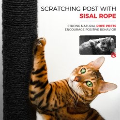 W-Jopns Indoor Multi-Level 68-in Cat Tree & Condo with Hammocks, Cave & Scratching Posts, Black slide 2 of 7