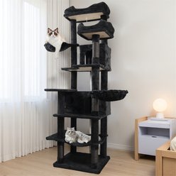 W-Jopns Indoor Multi-Level 68-in Cat Tree & Condo with Hammocks, Cave & Scratching Posts, Black slide 1 of 7