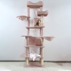 W-Jopns Indoor Multi-Level 68-in Cat Tree & Condo with Hammocks, Cave & Scratching Posts, Pink slide 2 of 7