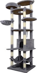 W-Jopns 78.8-inch Cat Tree Tower & Large Condo with Hammock & Multiple Sisal Scratching Posts, Dark Gray