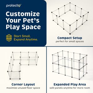 Protecto Small Animal Playpen for Rabbit, Guinea Pig, Hamster, Clear, 18 x 14-in, 12 panels