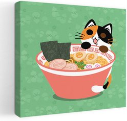 Trend Board Life Ramen Cat Exclusive Canvas Wall Art Pet Gift Decor, Multicolor, 32 x 32-in