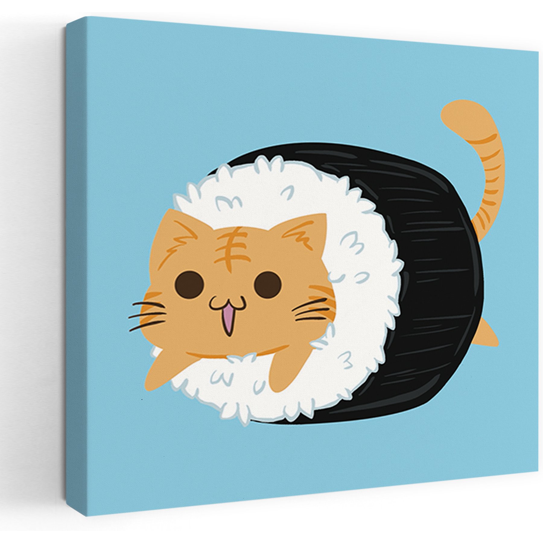 Trend Board Life Sushi Cat Exclusive Canvas Wall Art Pet Gift Decor, Multicolor, 18 x 18-in