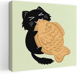 Trend Board Life Cocoa Eating Taiyaki Exclusive Canvas Wall Art Pet Gift Decor, Multicolor, 32 x 32-in