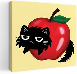 Trend Board Life Apple Cat Exclusive Canvas Wall Art Pet Gift Decor, Multicolor, 32 x 32-in