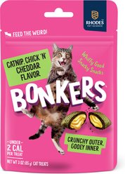 BONKERS Bites Catnip & Chicken & Cheddar Flavor Crunchy & Soft Cat Treats, 3-oz bag