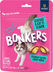 BONKERS Bites Seafood Flavor Crunchy & Soft Cat Treats, 6.3-oz bag
