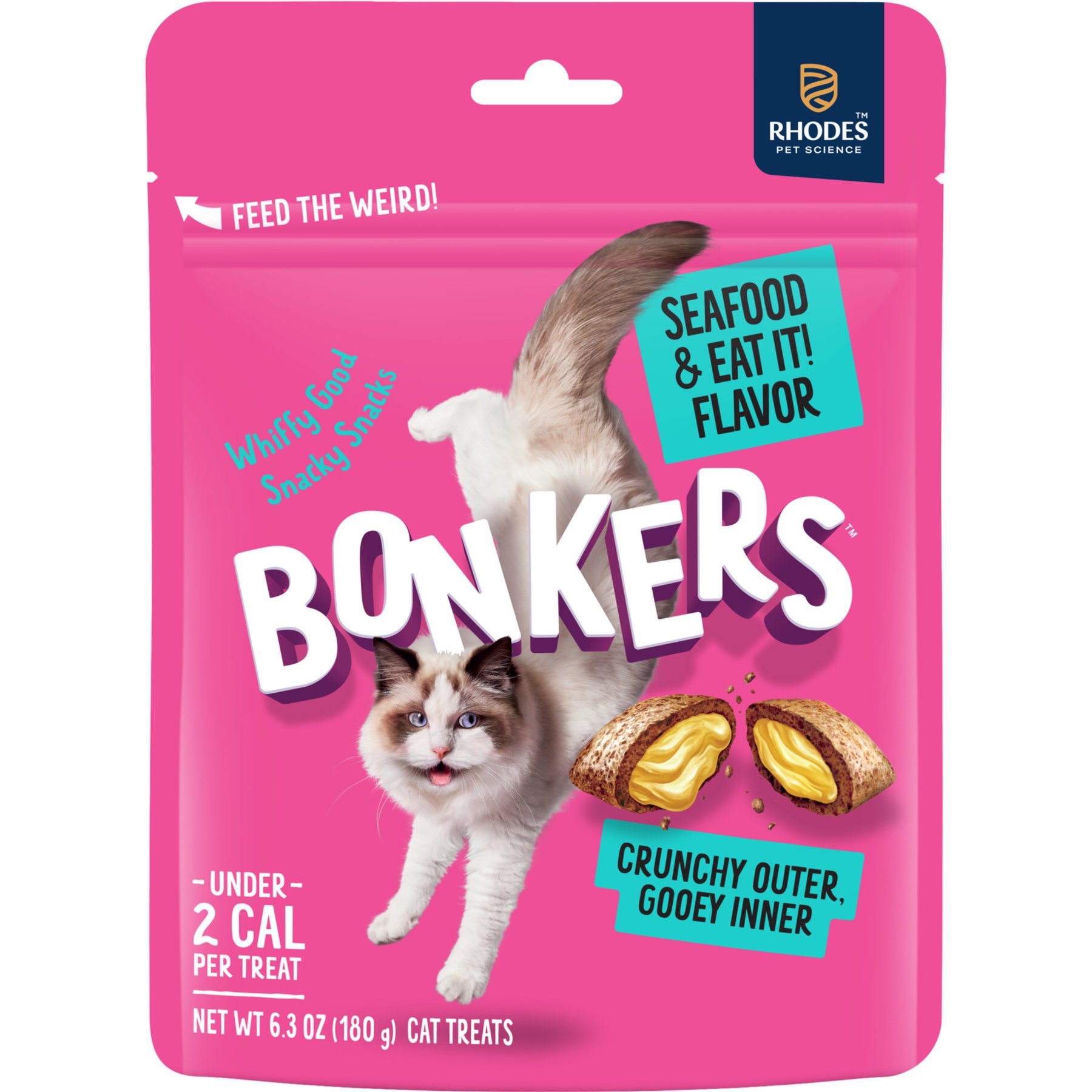 BONKERS Bites Seafood Flavor Crunchy & Soft Cat Treats, 6.3-oz bag