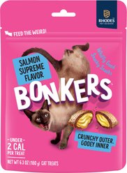 BONKERS Bites Salmon Flavor Crunchy & Soft Cat Treats, 6.3-oz bag