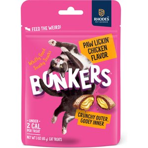 BONKERS Bites Chicken Flavor Crunchy & Soft Cat Treats, 3-oz bag