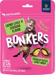 BONKERS Bites Catnip & Chicken & Cheddar Flavor Crunchy & Soft Cat Treats, 6.3-oz bag