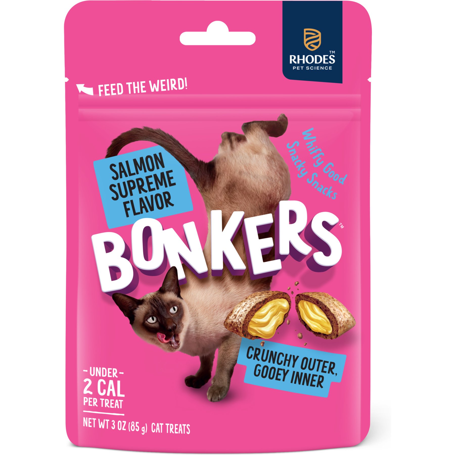 BONKERS Bites Salmon Flavor Crunchy & Soft Cat Treats, 3-oz bag