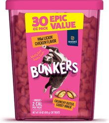 BONKERS Bites Chicken Flavor Crunchy & Soft Cat Treats, 30-oz tub