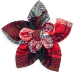 The Worthy Dog Plaid Flower Dog Collar Accessory, Red Multicolored, Large