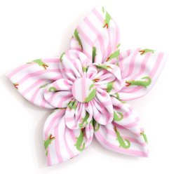 The Worthy Dog Stripe Alligators Flower Dog Collar Accessory, Pink, Small