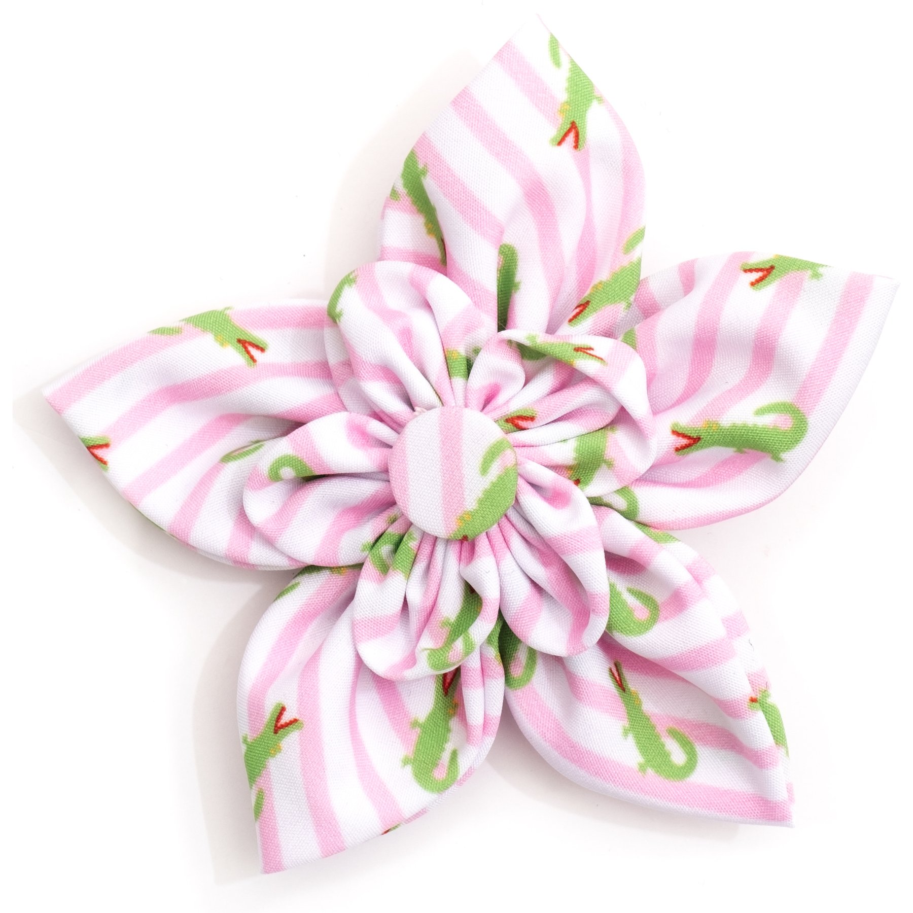 The Worthy Dog Stripe Alligators Flower Dog Collar Accessory, Pink, Small