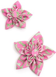 The Worthy Dog Preppy Bones Flower Dog Collar Accessory, Pink, Small slide 2 of 3