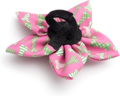 The Worthy Dog Preppy Bones Flower Dog Collar Accessory, Pink, Large slide 2 of 3