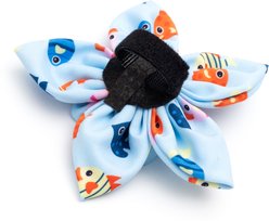 The Worthy Dog Fishy II Flower Dog Collar Accessory, Blue, Large slide 2 of 3