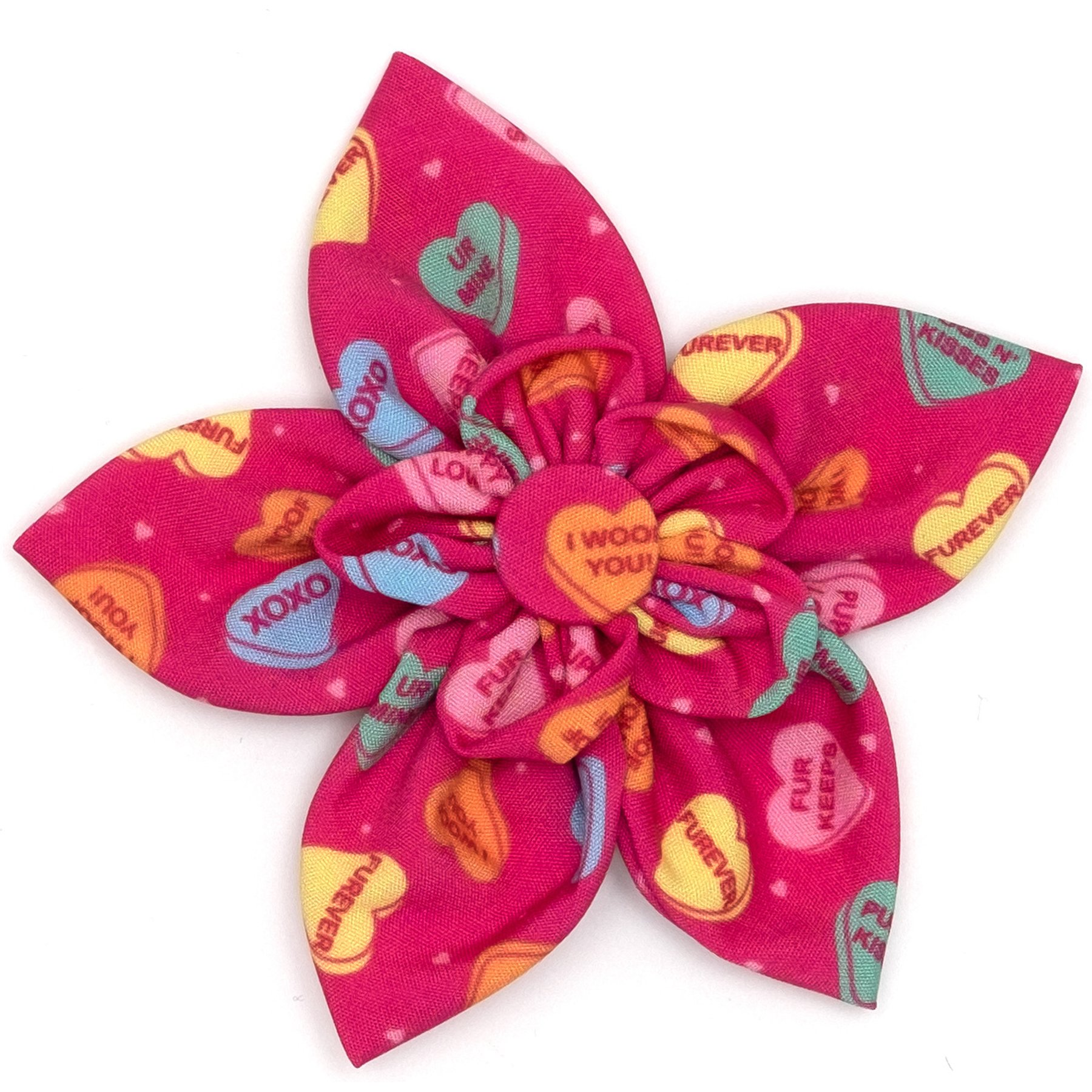 The Worthy Dog Puppy Love Flower Dog Collar Accessory, Pink, Large