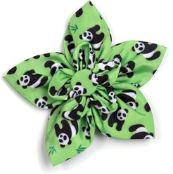 The Worthy Dog Pandas Flower Dog Collar Accessory, Green, Small