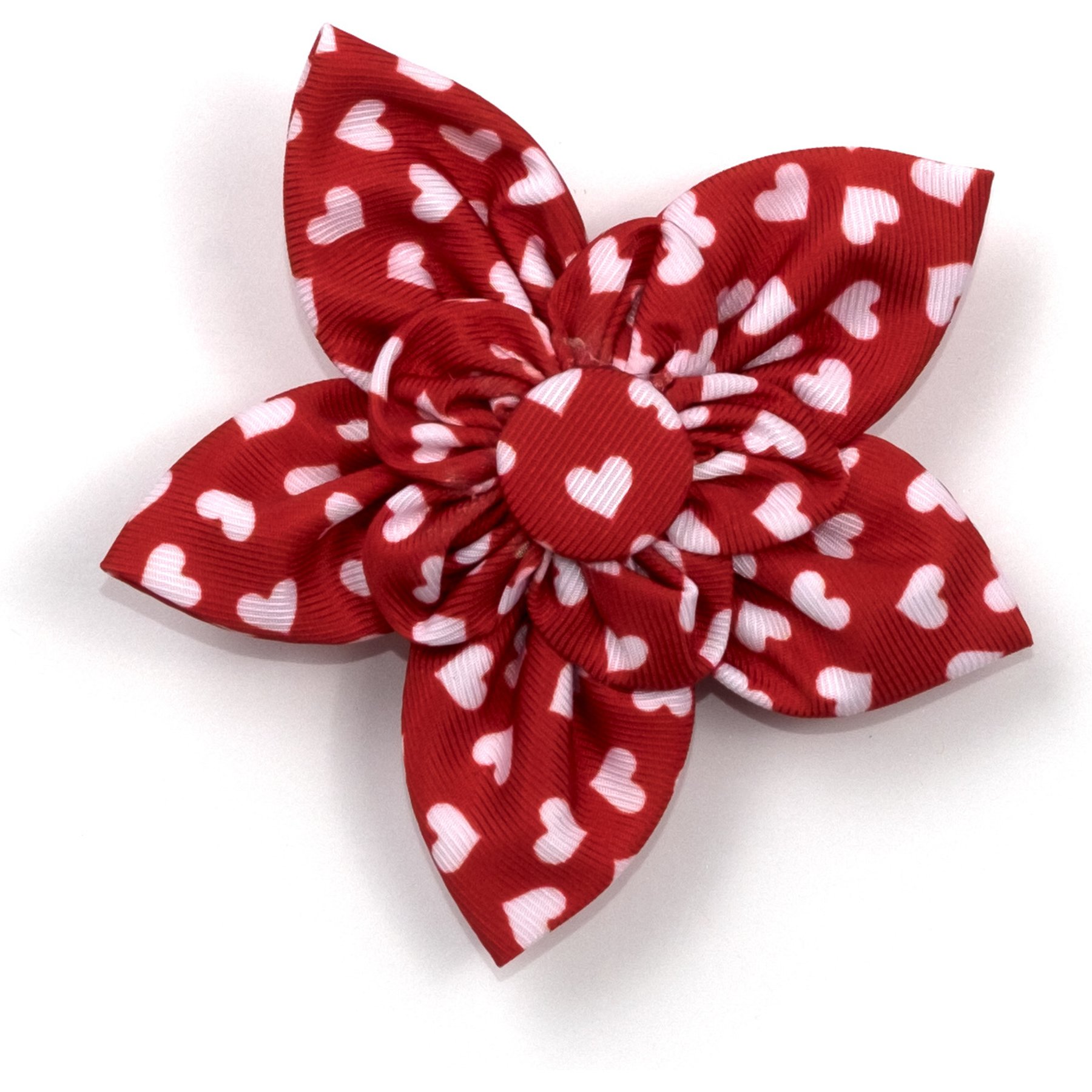The Worthy Dog Hearts Flower Dog Collar Accessory, Red, Large